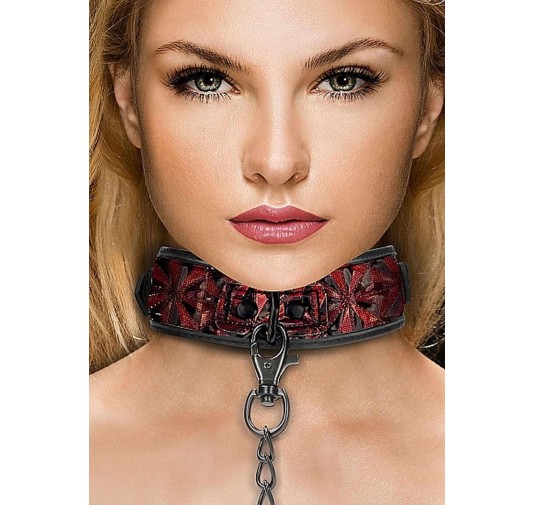 Luxury Collar with Leash - Burgundy